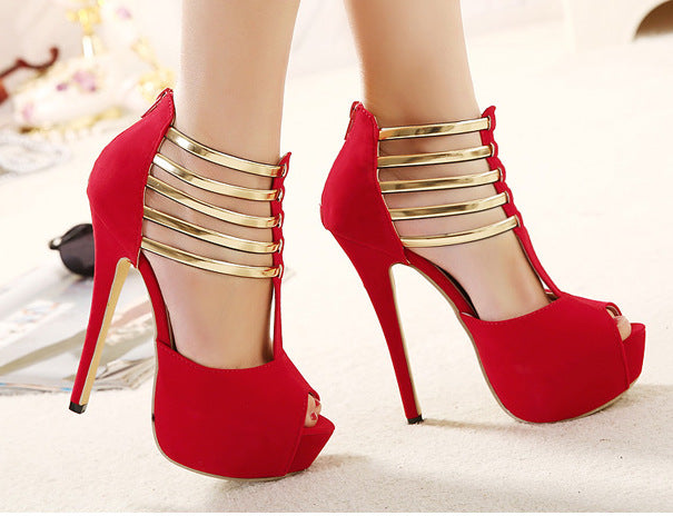 2015 Rome Exhibition Gorgeous High-heeled Metal High-heeled Shoes 0413
