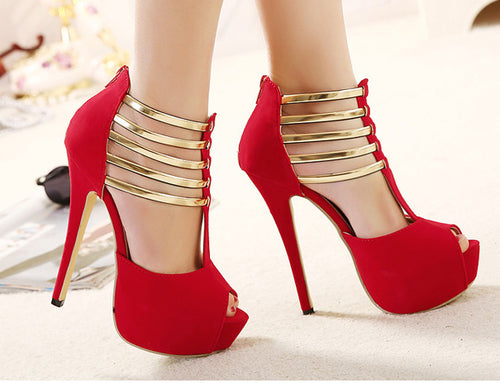 2015 Rome Exhibition Gorgeous High-heeled Metal High-heeled Shoes 0413