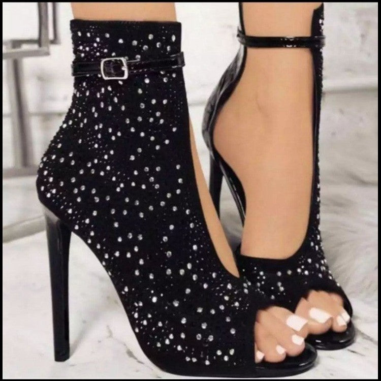 Fishbill Rhinestone Heels