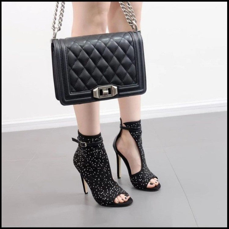 Fishbill Rhinestone Heels