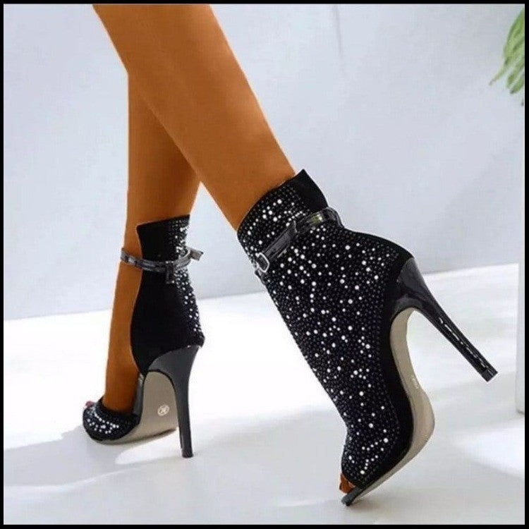 Fishbill Rhinestone Heels