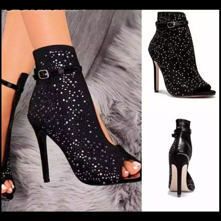 Fishbill Rhinestone Heels
